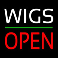 Wigs Block Open Green Line Neon Sign