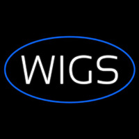 Wigs Oval Blue Neon Sign