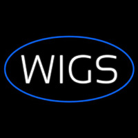 Wigs Oval Blue Neon Sign