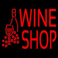 Wine Shop With Bottle And Glass Neon Sign