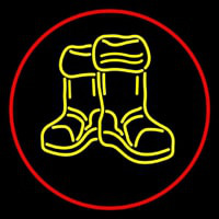 Winter Boots With Red Border Neon Sign