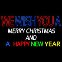 Wishing Merry Christmas Happy New Year Neon Sign