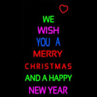 Wishing Merry Christmas Happy New Year Neon Sign