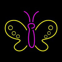 Yellow And White Butterfly Neon Sign