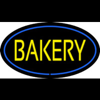 Yellow Bakery Oval Blue Neon Sign