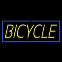 Yellow Bicycle Blue Border Neon Sign