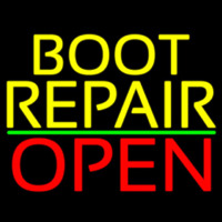Yellow Boot Repair Open Neon Sign