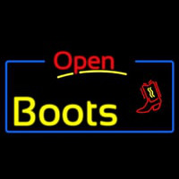 Yellow Boots Open With Border Neon Sign