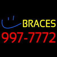 Yellow Braces Red Phone Number Neon Sign