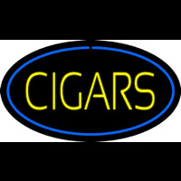 Yellow Cigars Blue Oval Neon Sign