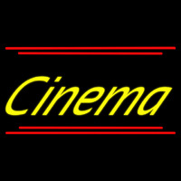 Yellow Cursive Cinema With Line Neon Sign