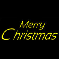 Yellow Cursive Merry Christmas Neon Sign