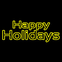 Yellow Double Stroke Happy Holidays Neon Sign