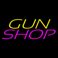 Yellow Gun Pink Shop Neon Sign