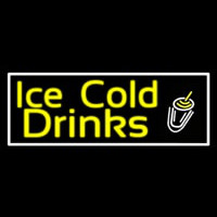 Yellow Ice Cold Drinks Neon Sign