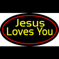 Yellow Jesus Loves You Neon Sign