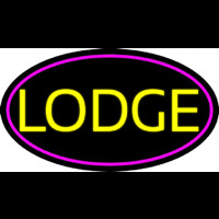 Yellow Lodge With Pink Border Neon Sign