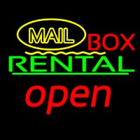 Yellow Mail Block Bo  Rental Open 3 Neon Sign