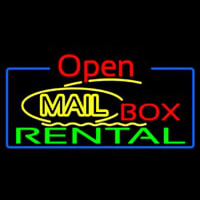 Yellow Mail Block Bo  Rental Open 4 Neon Sign