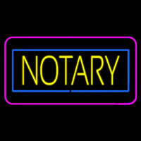 Yellow Notary Blue Pink Border Neon Sign