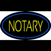 Yellow Notary Oval Blue Border Neon Sign