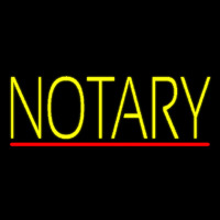 Yellow Notary With Red Line Neon Sign