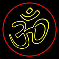Yellow Om With Border Neon Sign