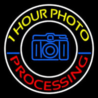 Yellow One Hour Photo Processing Neon Sign