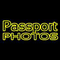 Yellow Passport Photos Block Neon Sign