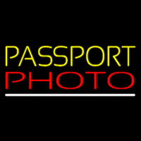Yellow Passport Red Photo White Line Neon Sign