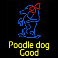 Yellow Poodle Dog Blue Logo Neon Sign