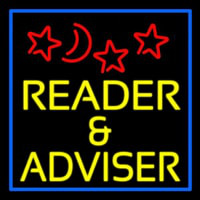 Yellow Reader And Advisor Blue Border Neon Sign
