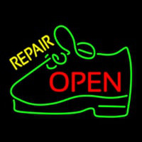 Yellow Repair Shoe Open Neon Sign