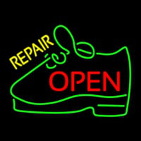 Yellow Repair Shoe Open Neon Sign