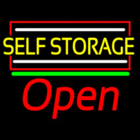 Yellow Self Storage Block With Open 1 Neon Sign