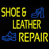 Yellow Shoe And Leather Repair Neon Sign