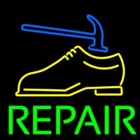 Yellow Shoe Green Repair Neon Sign