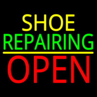 Yellow Shoe Green Repairing Open Neon Sign