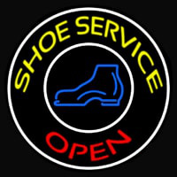 Yellow Shoe Service Open With Border Neon Sign