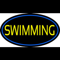 Yellow Swimming With Blue Border Neon Sign