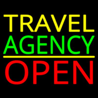 Yellow Travel Green Agency Open Neon Sign