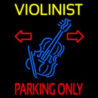 Yellow Violinist Red Parking Only Neon Sign